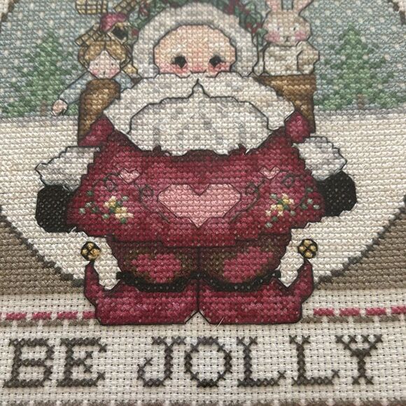 Vintage Christmas Santa Cross Stitch Framed Art Matted picture wall hanging - Picture 3 of 8